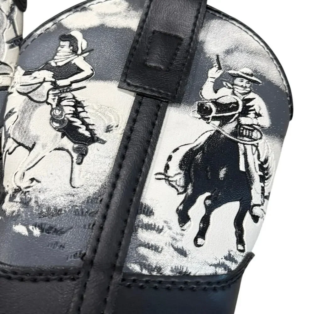 Vintage 90s Durango Kids 6C Cowboy Boots Shades of the Old West Black Leather